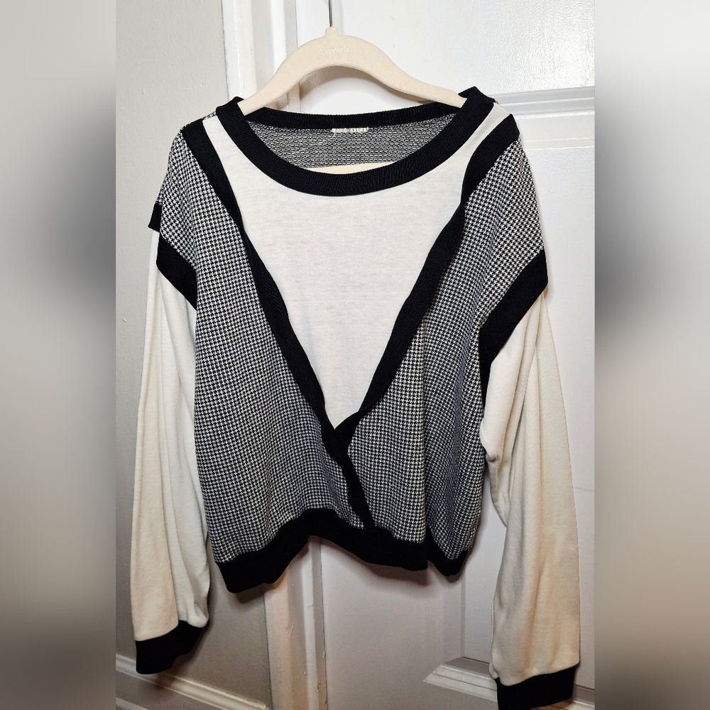 Vintage 90s Tweed Vest Style Long Sleeve Youth Shirt (M)
